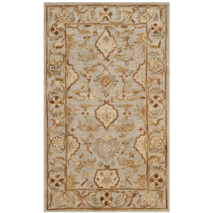 Charlton Home® Sarasota Handmade Wool Blue/Beige Rug & Reviews Wayfair